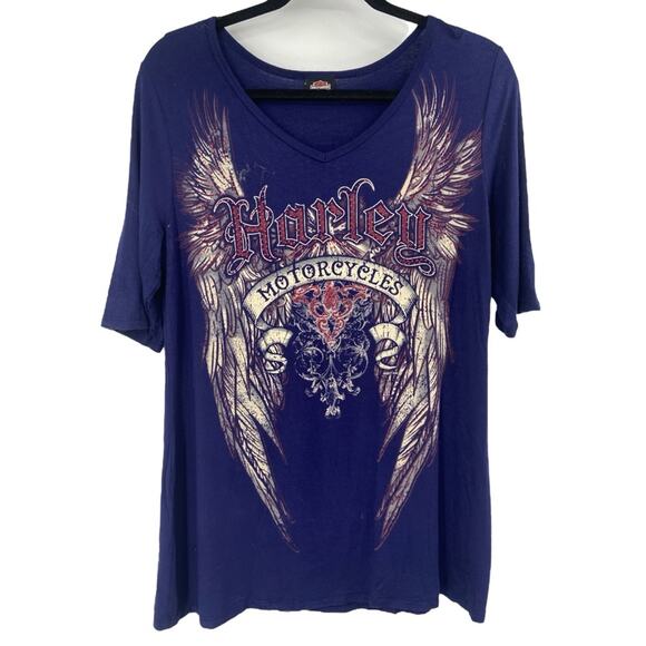Harley-Davidson Tops - Harley Davidson Motorcycles V-neck Short Sleeve Bull Run Manassas Virginia Large